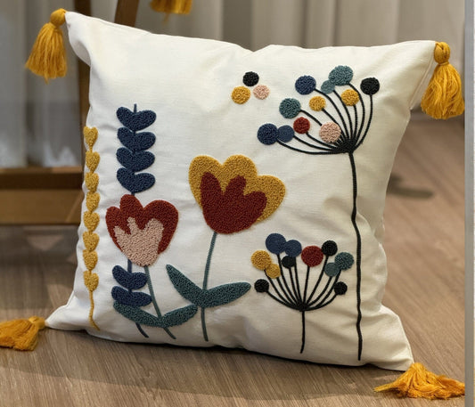 Onay Home Textile Tufted Punch Needle Pillow Cover Colorful Heart Balloon
