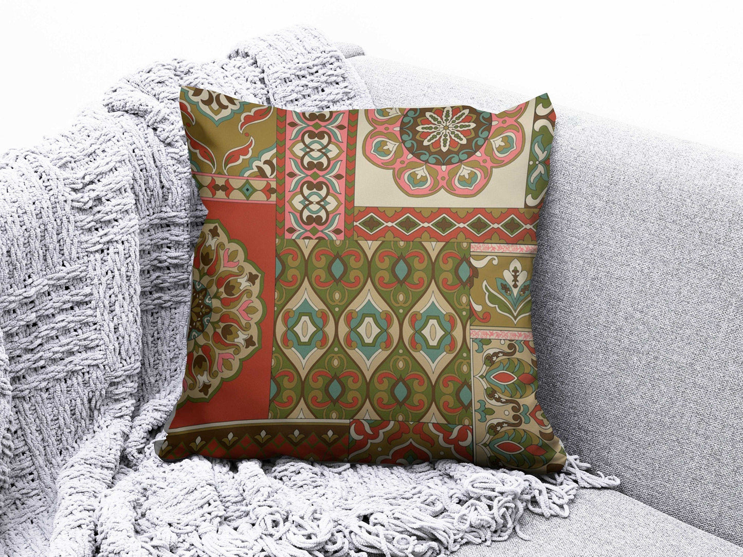 Onay 7 / 12 x 12 inch (30 x 30 cm) Turkish Kilim Pattern Rug Design Pattern Cushion Cover