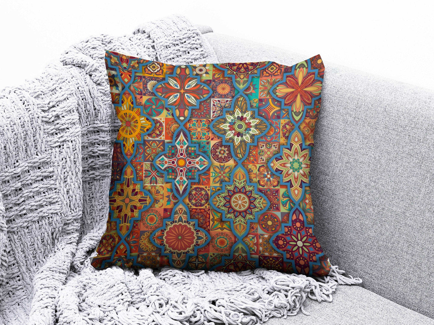 Onay 5 / 12 x 12 inch (30 x 30 cm) Turkish Kilim Pattern Rug Design Pattern Cushion Cover