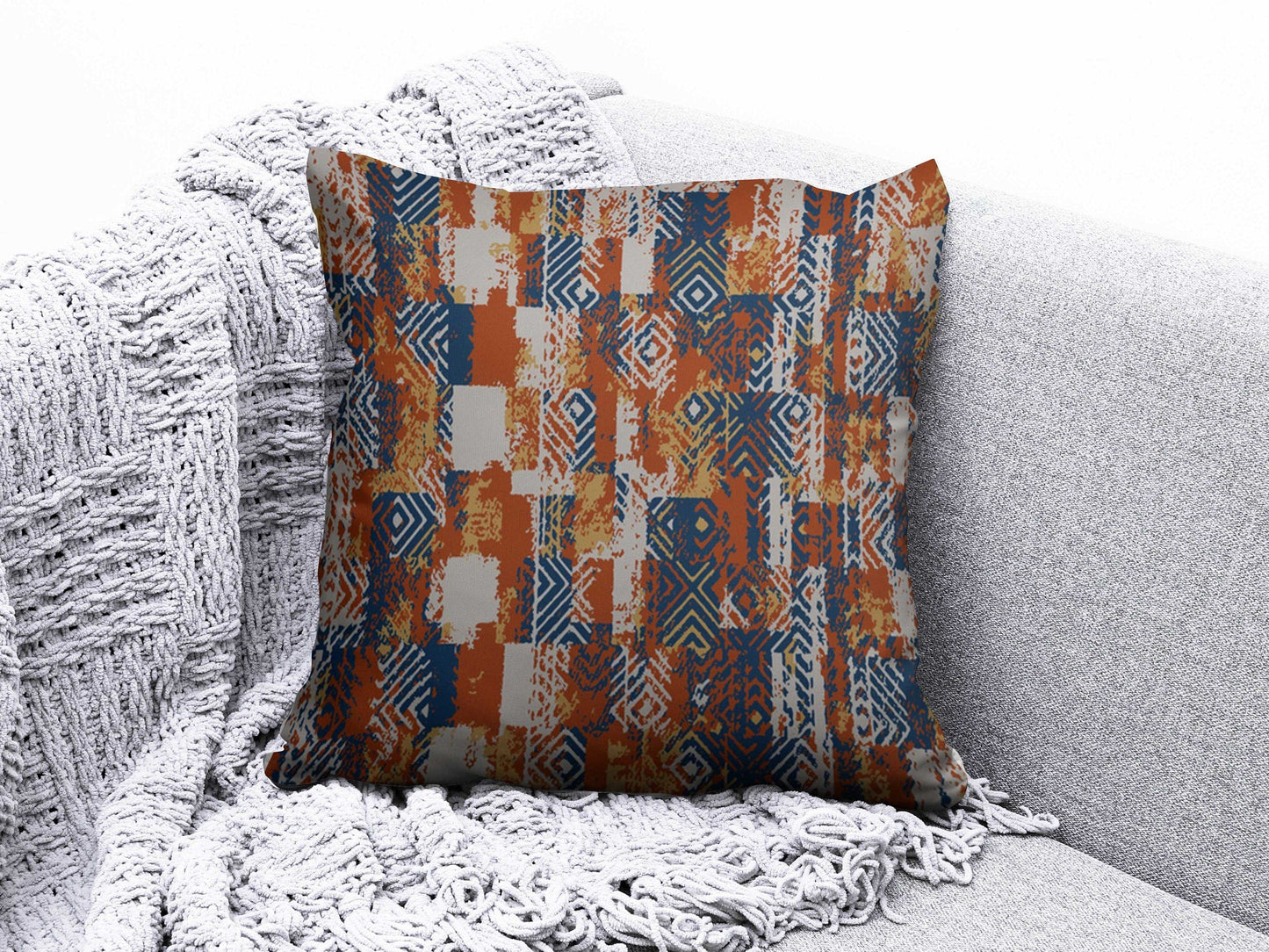 Onay 4 / 12 x 12 inch (30 x 30 cm) Turkish Kilim Pattern Rug Design Pattern Cushion Cover