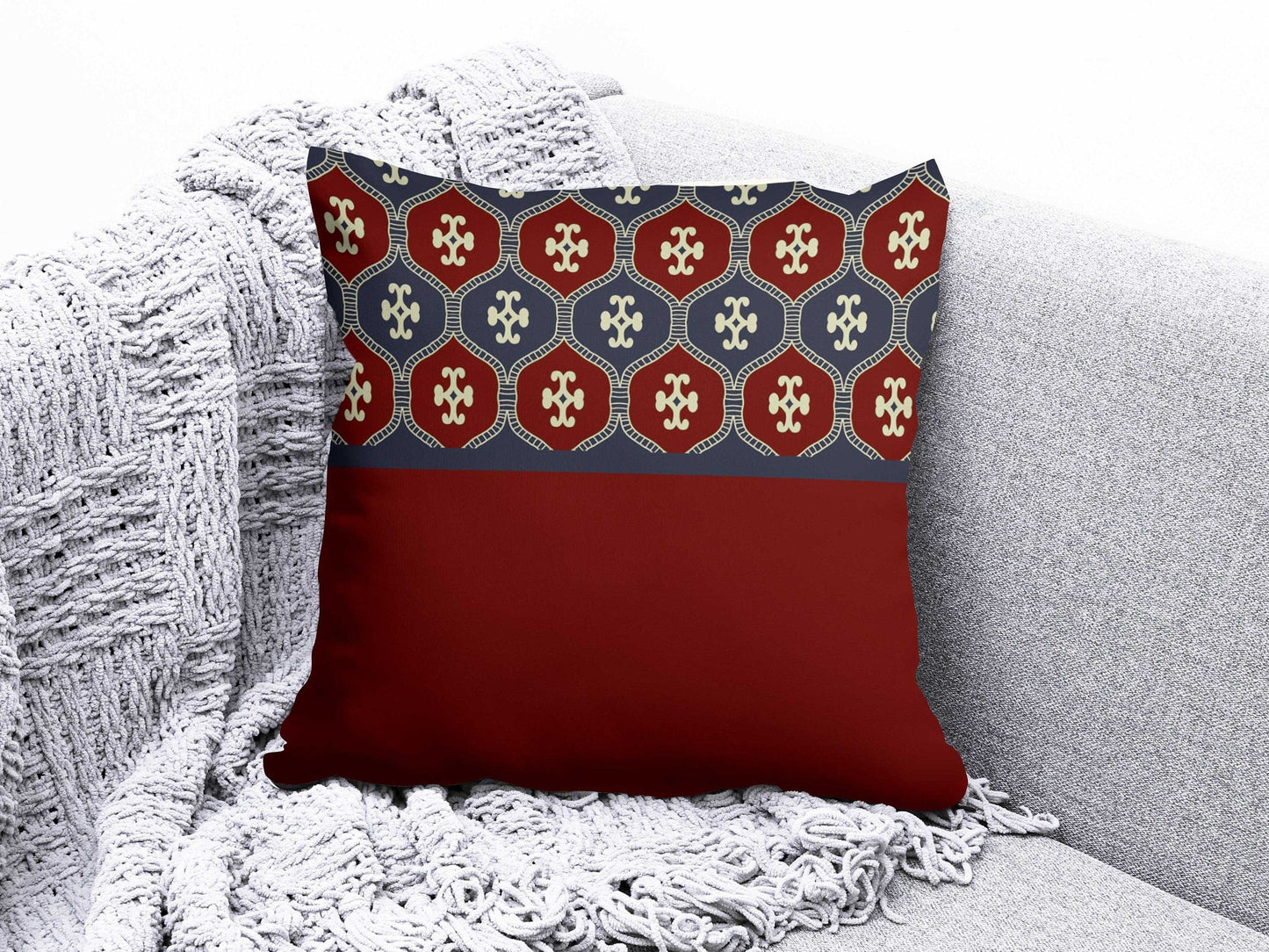 Onay 2 / 12 x 12 inch (30 x 30 cm) Turkish Kilim Pattern Rug Design Pattern Cushion Cover