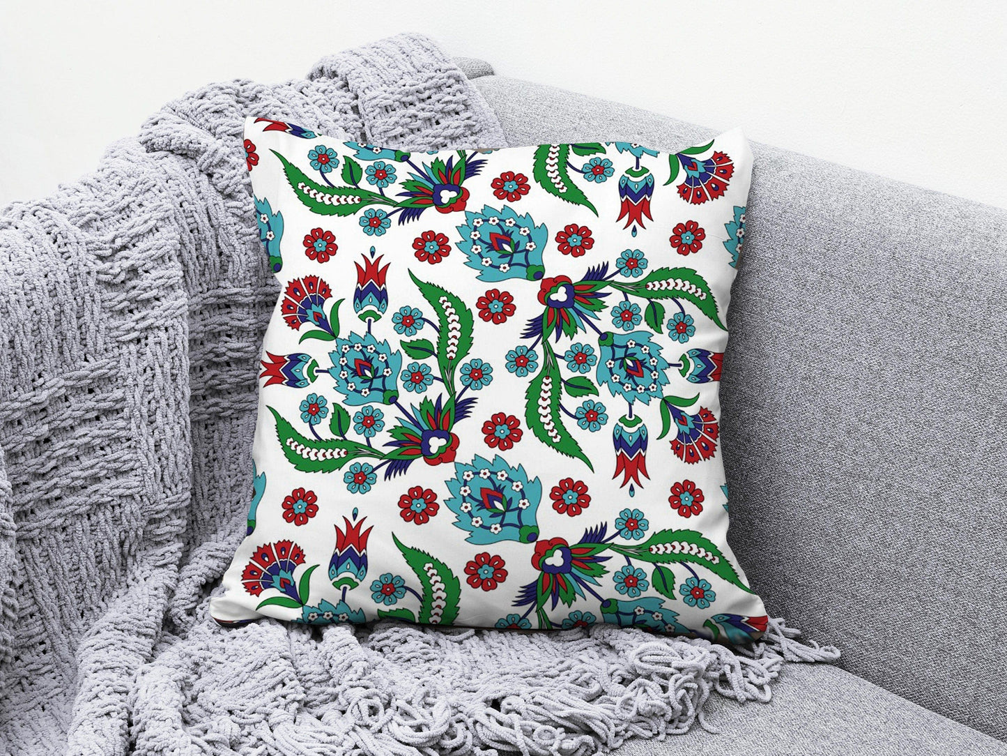 Onay 3 / 12 x 12 inch (30 x 30 cm) Turkish Tulip Ethnic Motifs Authentic Floral Cushion Cover