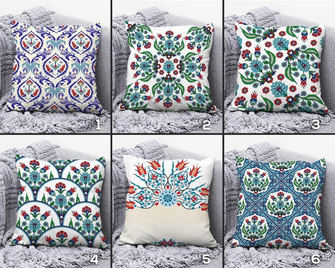 Onay Turkish Tulip Ethnic Motifs Authentic Floral Cushion Cover
