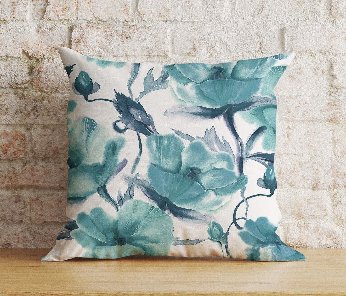 Onay 9 / 12 x 12 inch (30 x 30 cm) Turquoise Floral Geometric Emerald Modern Cushion Cover