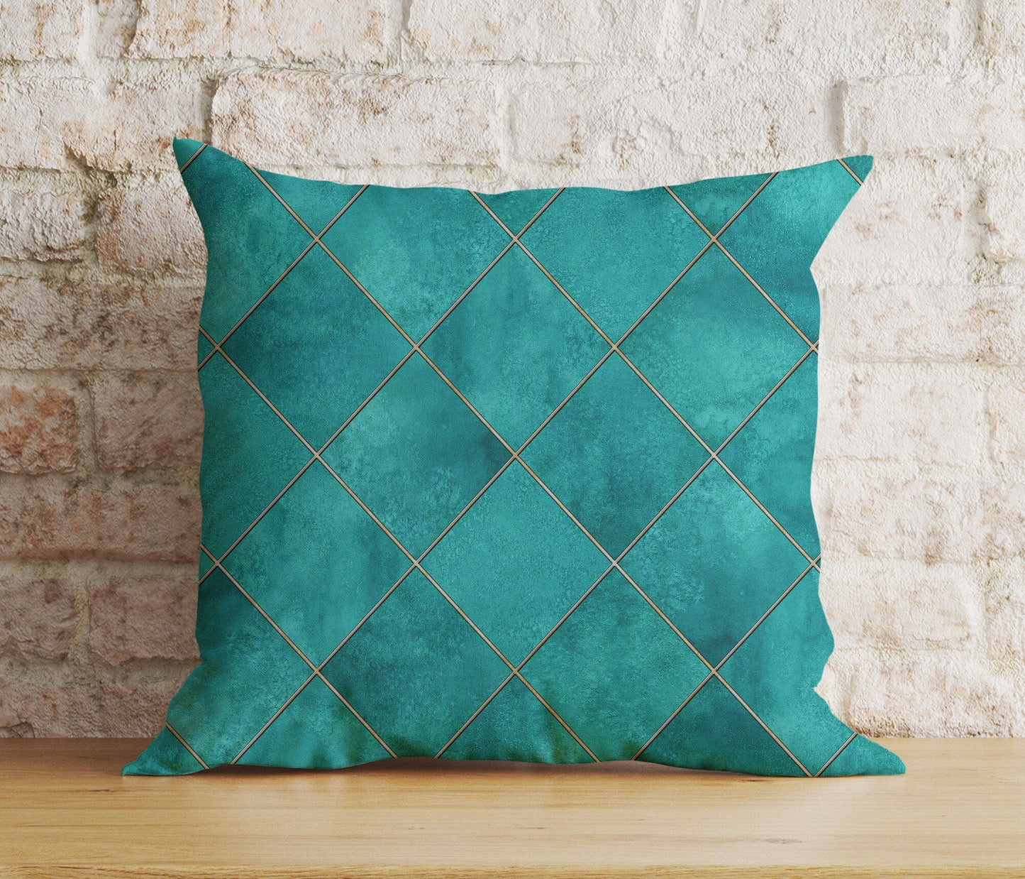 Onay 3 / 12 x 12 inch (30 x 30 cm) Turquoise Floral Geometric Emerald Modern Cushion Cover