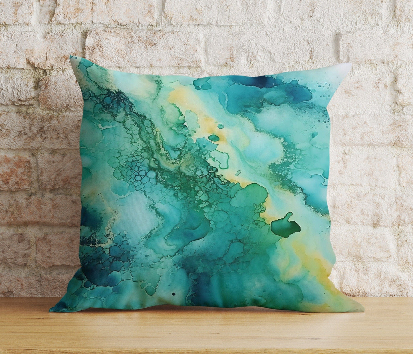Onay 2 / 12 x 12 inch (30 x 30 cm) Turquoise Vivid Blue Abstract Home Decor Cushion Cover