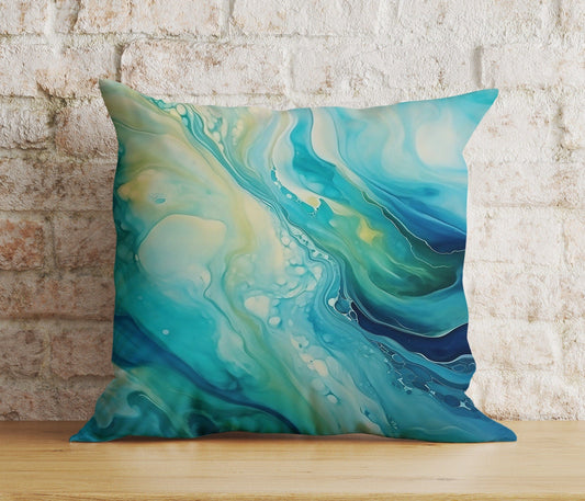 Onay 1 / 12 x 12 inch (30 x 30 cm) Turquoise Vivid Blue Abstract Home Decor Cushion Cover