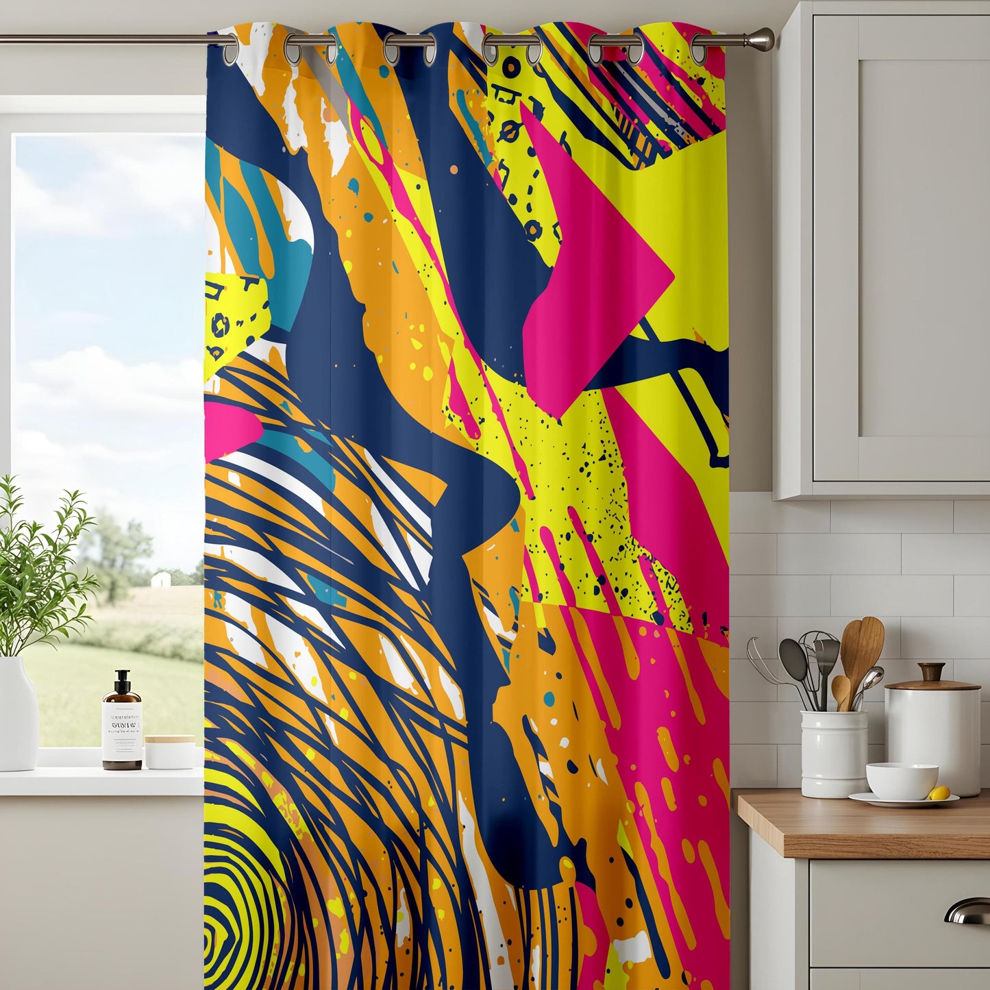 Onay Urban Graffiti Art Curtains – Bold Abstract Statement Drapes