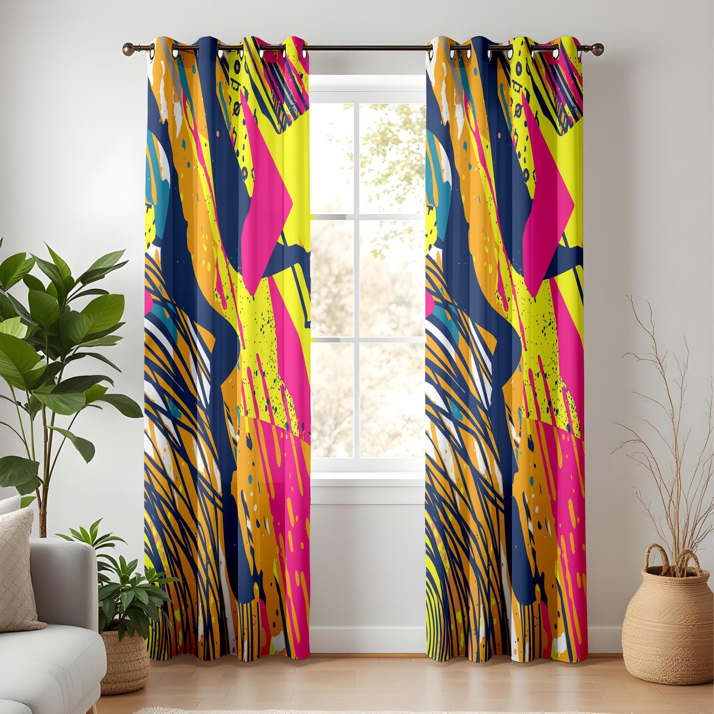 Onay Urban Graffiti Art Curtains – Bold Abstract Statement Drapes