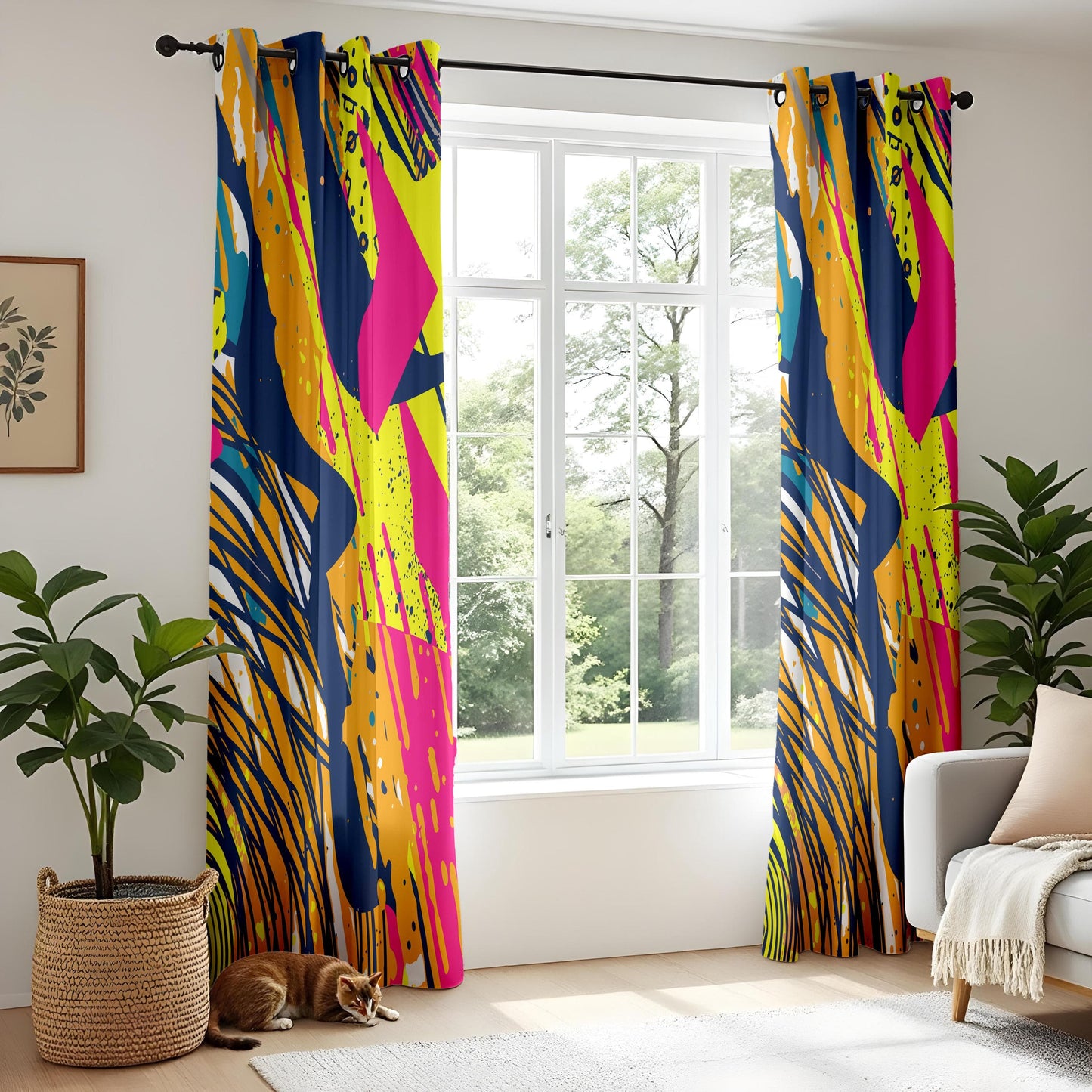 Onay Urban Graffiti Art Curtains – Bold Abstract Statement Drapes