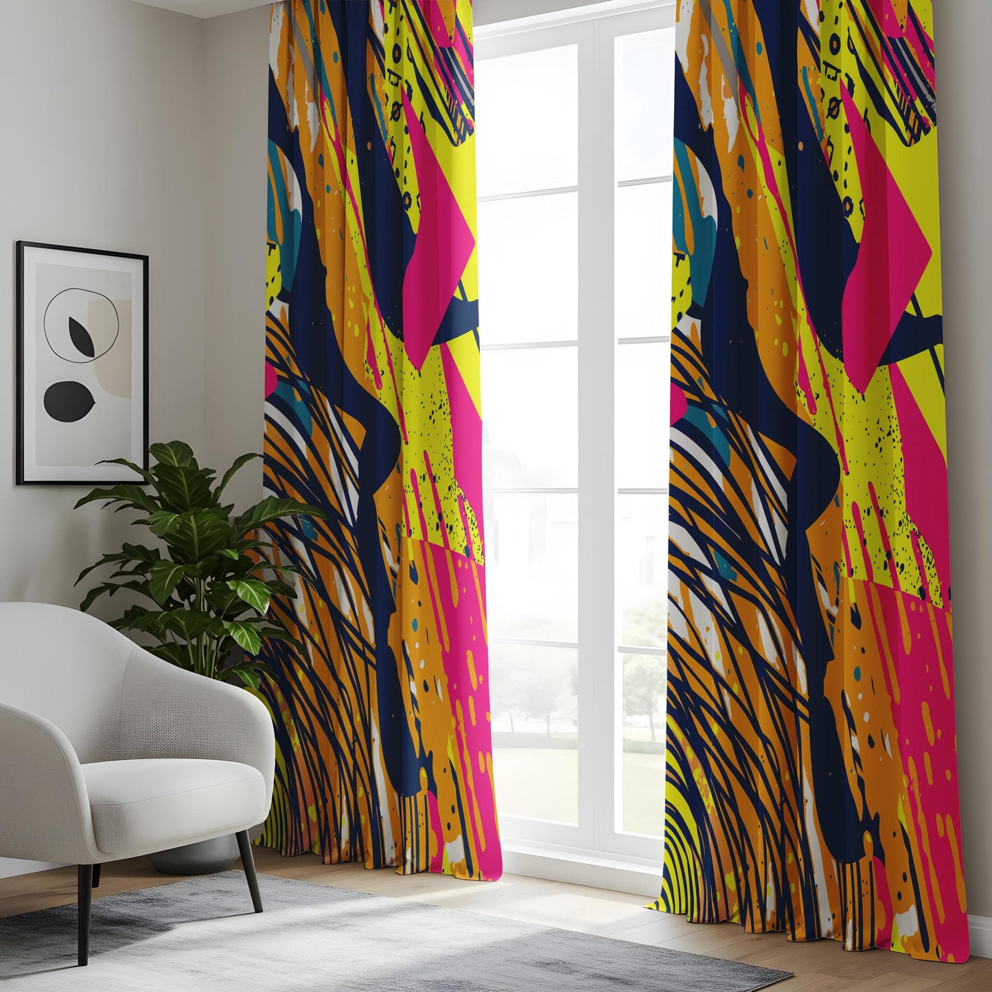 Onay Urban Graffiti Art Curtains – Bold Abstract Statement Drapes