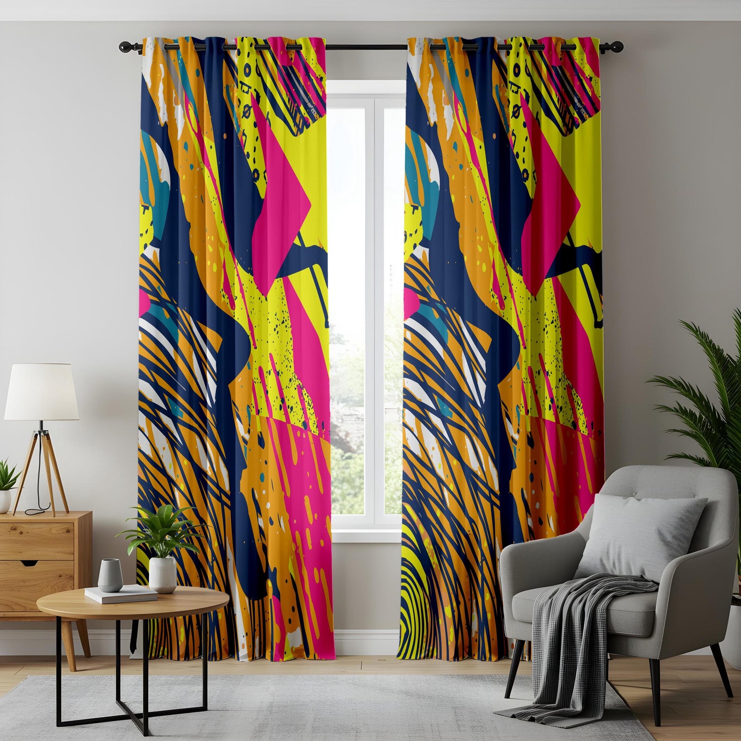 Onay Urban Graffiti Art Curtains – Bold Abstract Statement Drapes