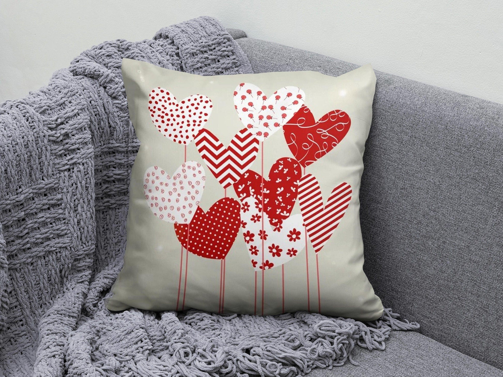 Onay 7 / 12 x 12 inch (30 x 30 cm) Valentine's Day Heart Pink Living Room Decor Cushion Cover