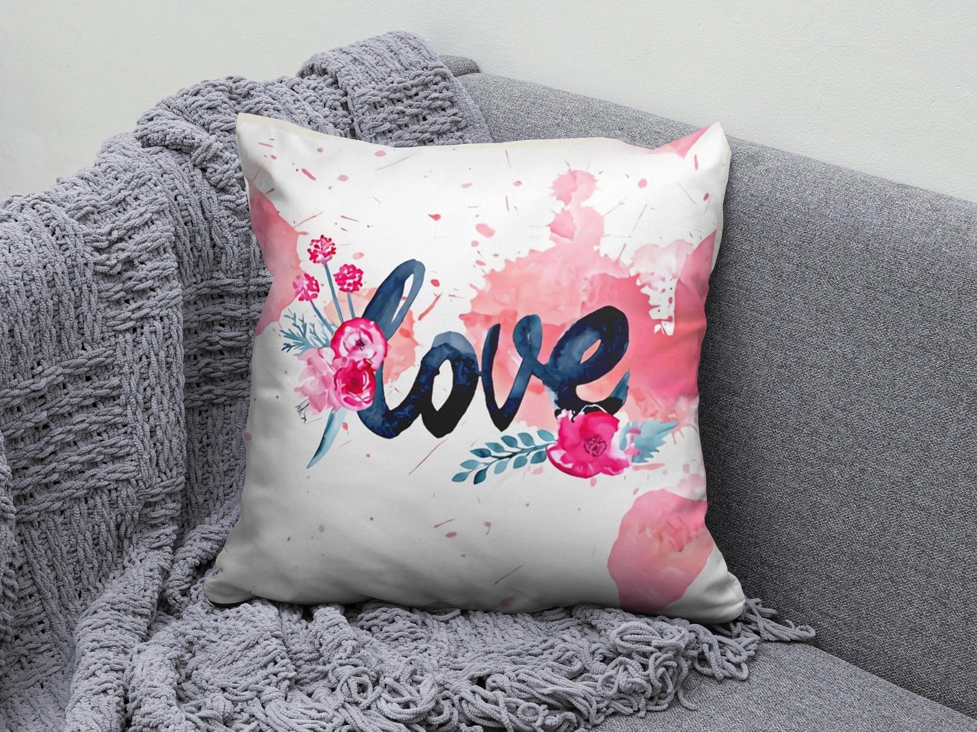 Onay 1 / 12 x 12 inch (30 x 30 cm) Valentine's Day Heart Pink Living Room Decor Cushion Cover