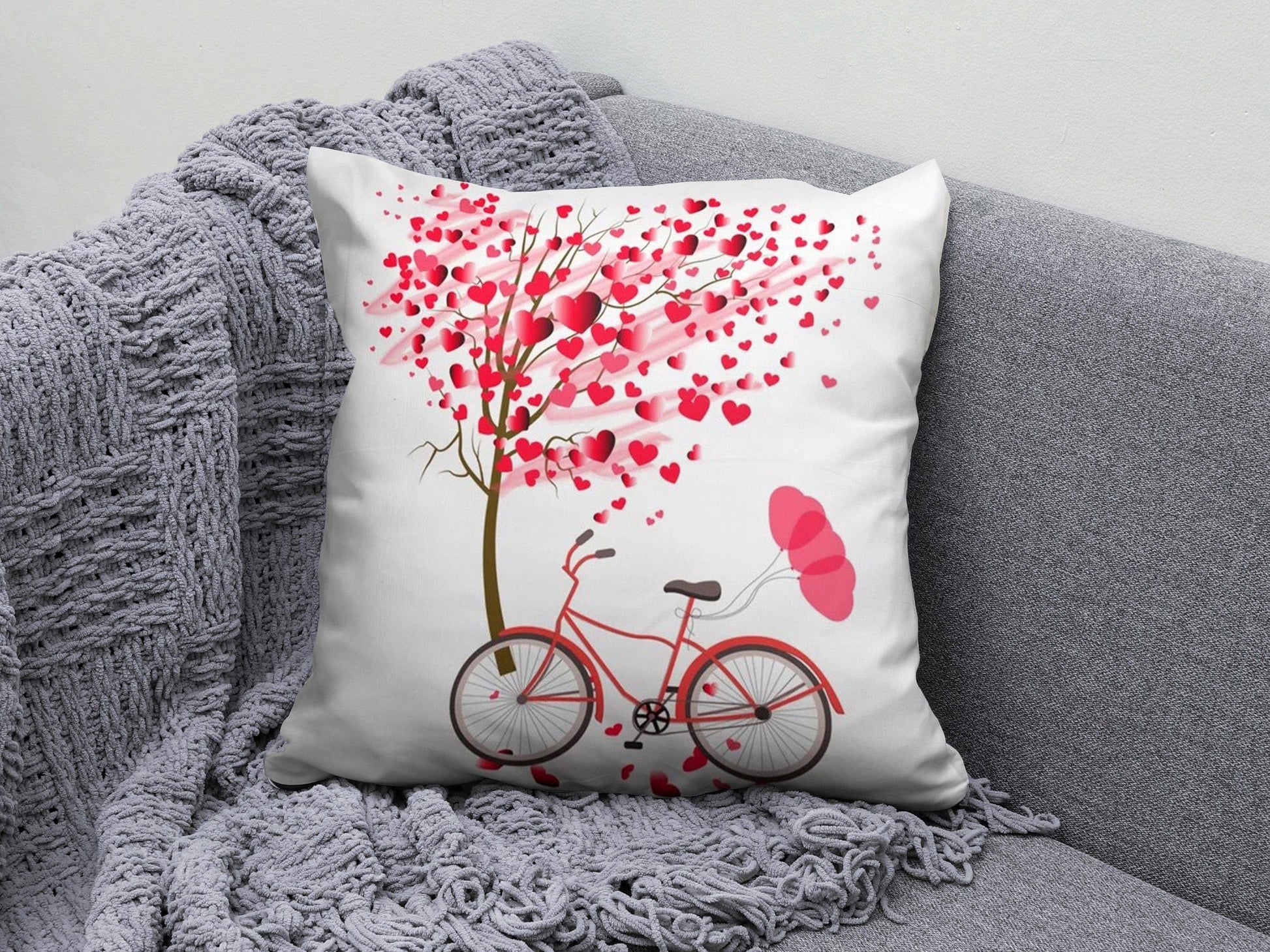 Onay 6 / 12 x 12 inch (30 x 30 cm) Valentine's Day Red Heart Romantic Cushion Cover