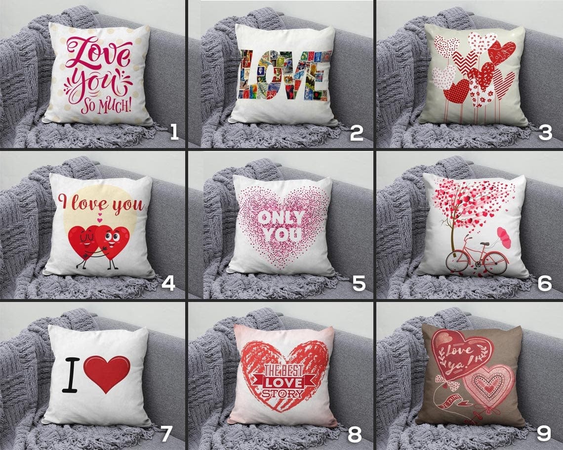 Onay Valentine's Day Red Heart Romantic Cushion Cover