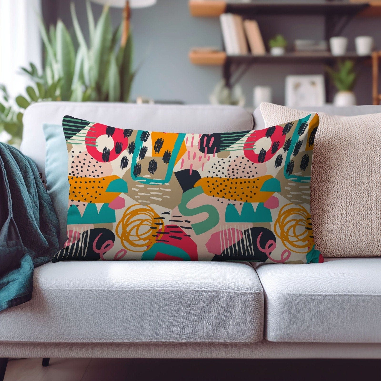 Onay Cushion Covers 2 / 12 x 16 inches (30 x 40 cm) Vibrant and Trendy Rectangular Cushion Covers for a Chic Abstract Home Decor