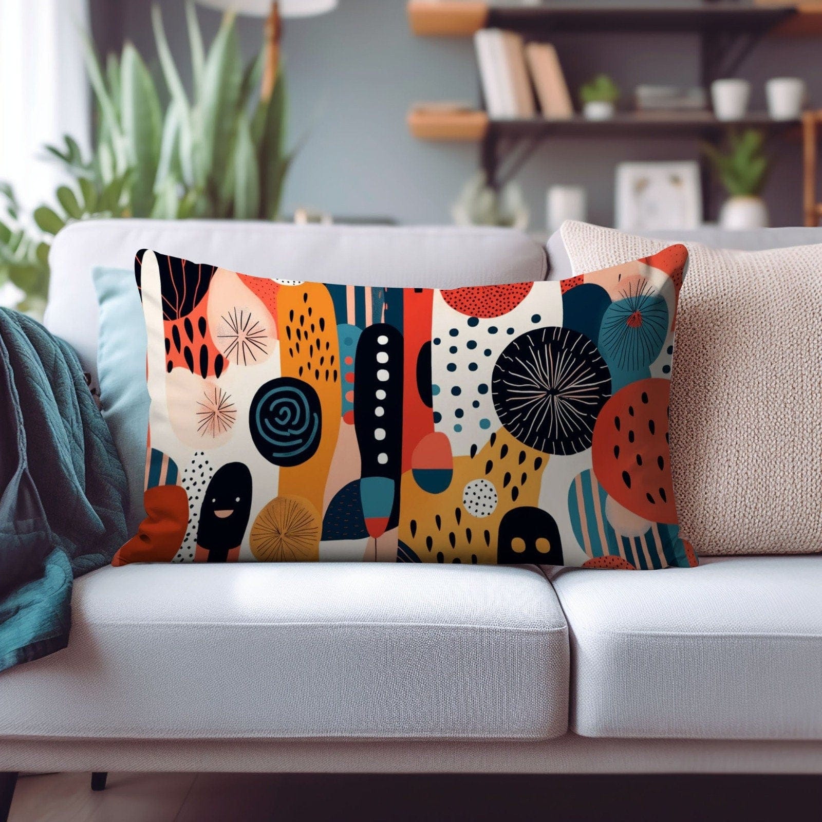 Onay Cushion Covers 1 / 12 x 16 inches (30 x 40 cm) Vibrant and Trendy Rectangular Cushion Covers for a Chic Abstract Home Decor
