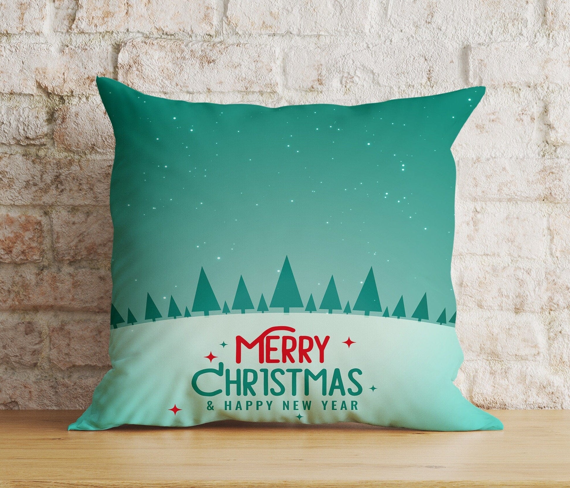 Onay 9 / 12 x 12 inch (30 x 30 cm) Double Side Vibrant Festive Christmas Green White Winter Cushion Cover