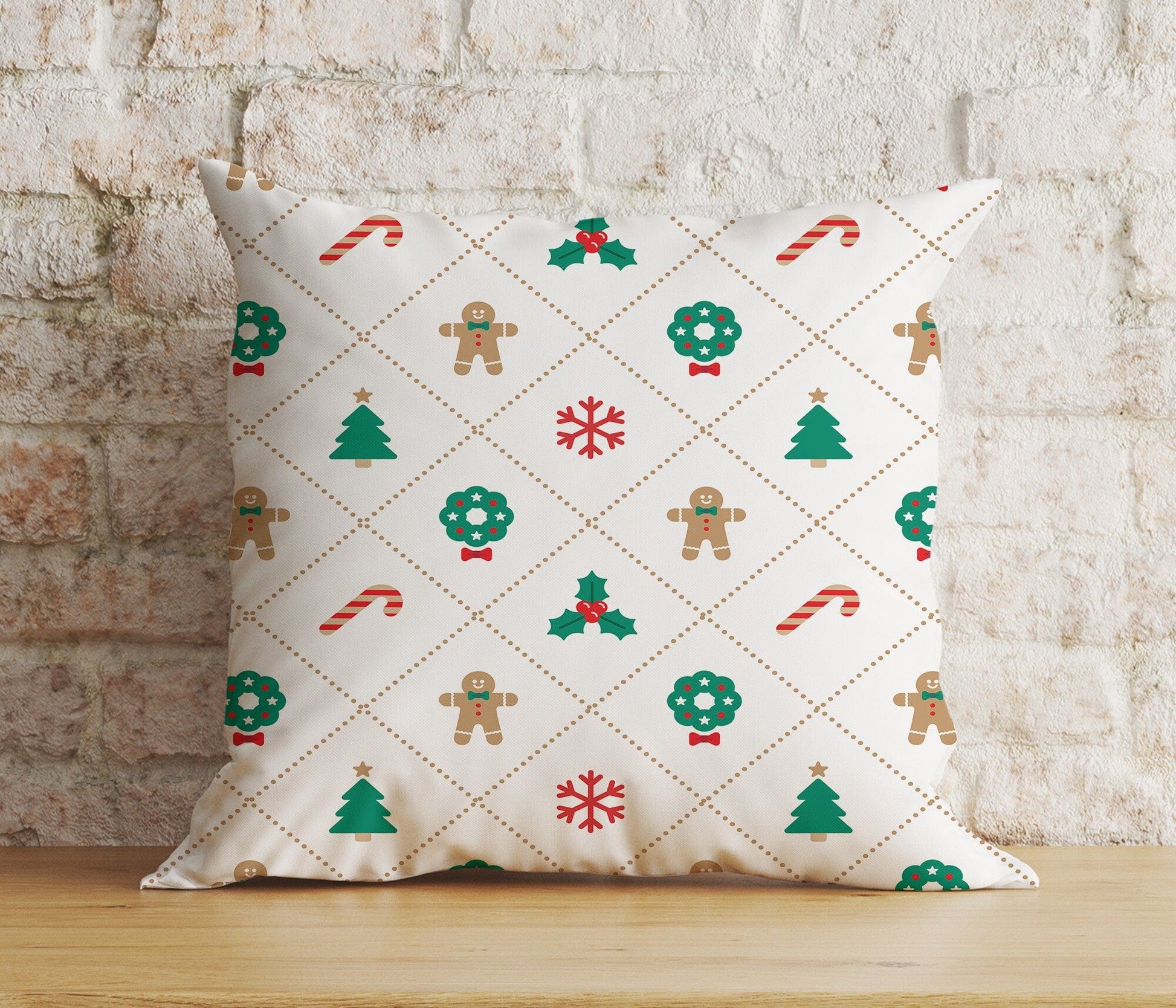 Onay 8 / 12 x 12 inch (30 x 30 cm) Double Side Vibrant Festive Christmas Green White Winter Cushion Cover