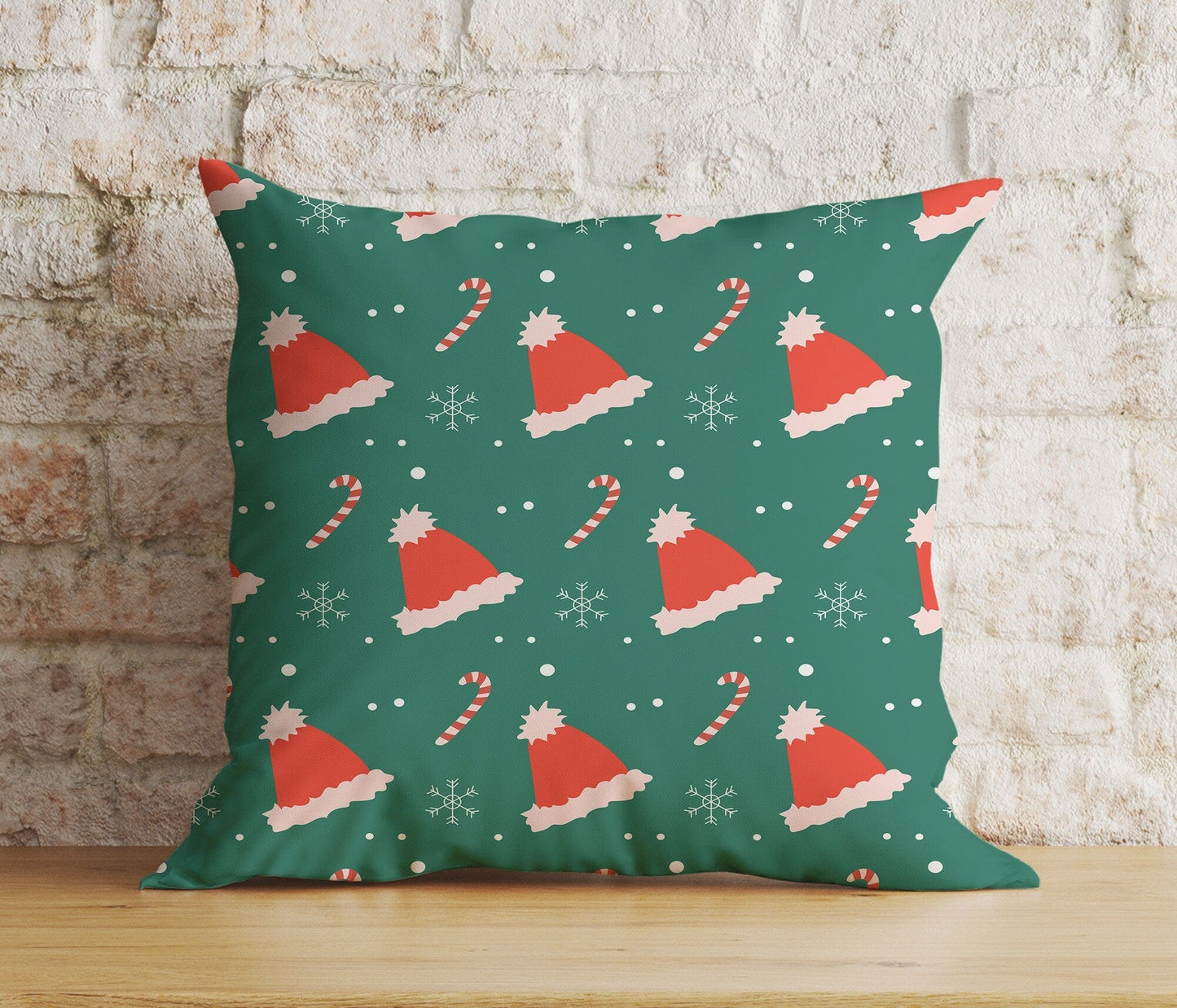 Onay 7 / 12 x 12 inch (30 x 30 cm) Double Side Vibrant Festive Christmas Green White Winter Cushion Cover