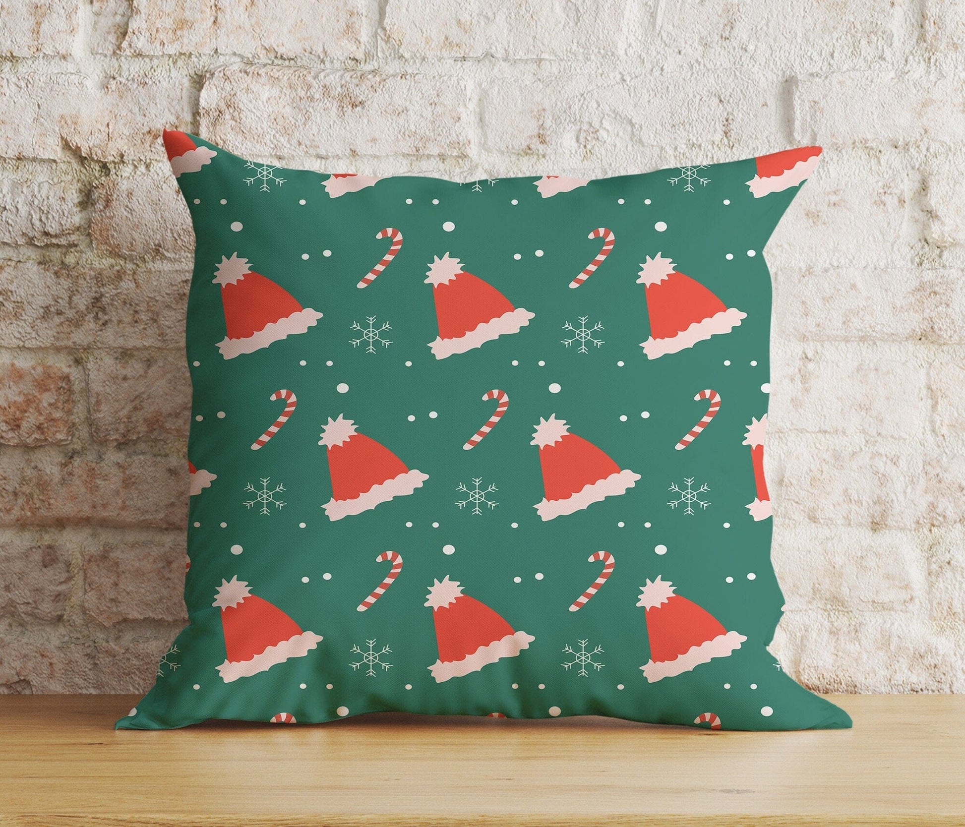 Onay 7 / 12 x 12 inch (30 x 30 cm) Double Side Vibrant Festive Christmas Green White Winter Cushion Cover