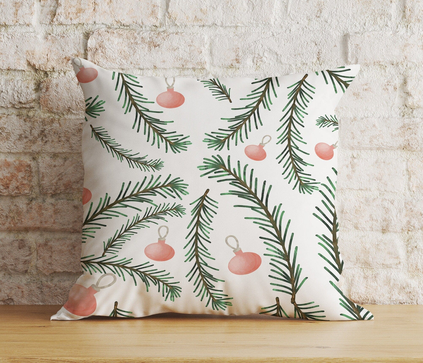 Onay 6 / 12 x 12 inch (30 x 30 cm) Double Side Vibrant Festive Christmas Green White Winter Cushion Cover