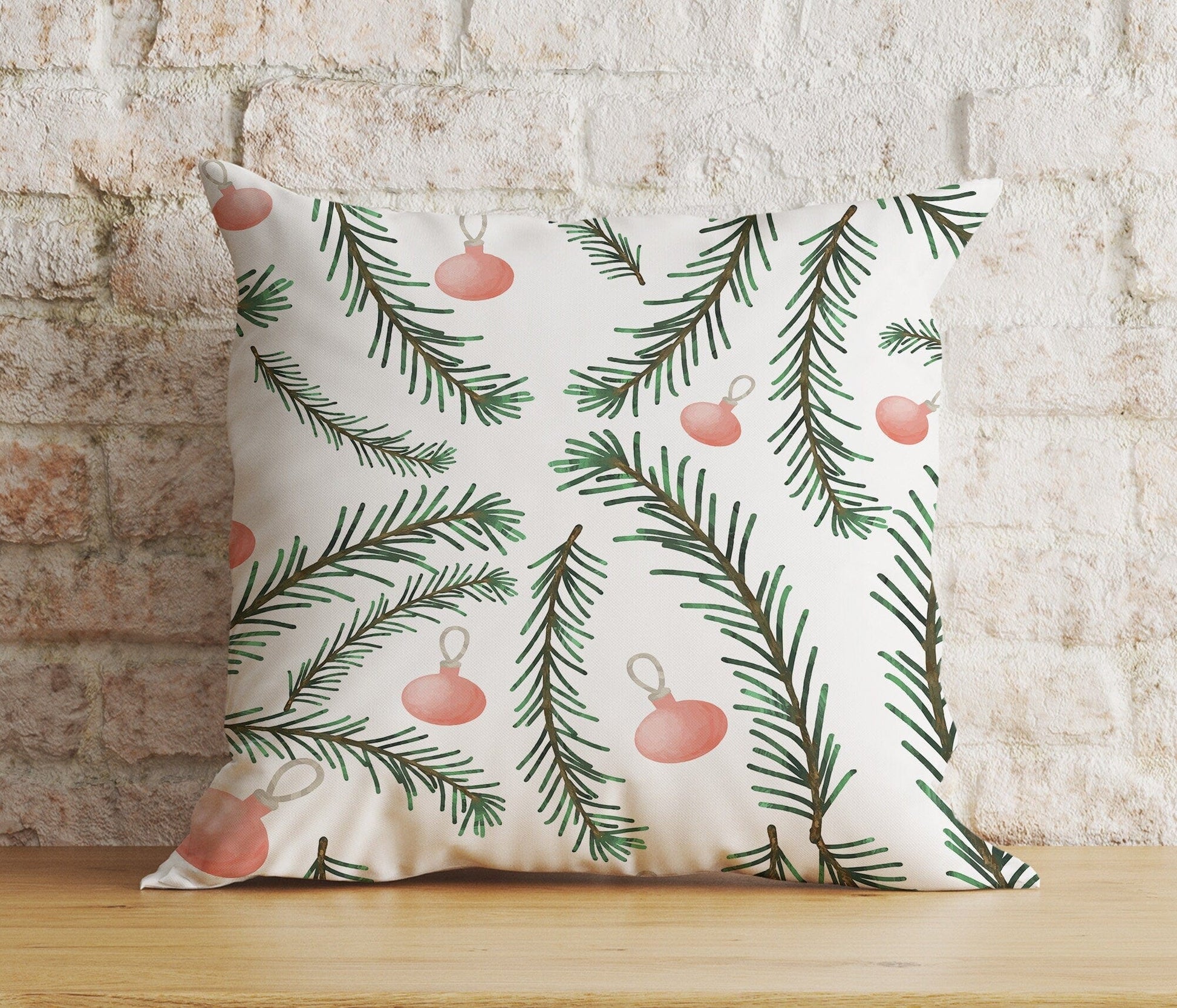 Onay 6 / 12 x 12 inch (30 x 30 cm) Double Side Vibrant Festive Christmas Green White Winter Cushion Cover