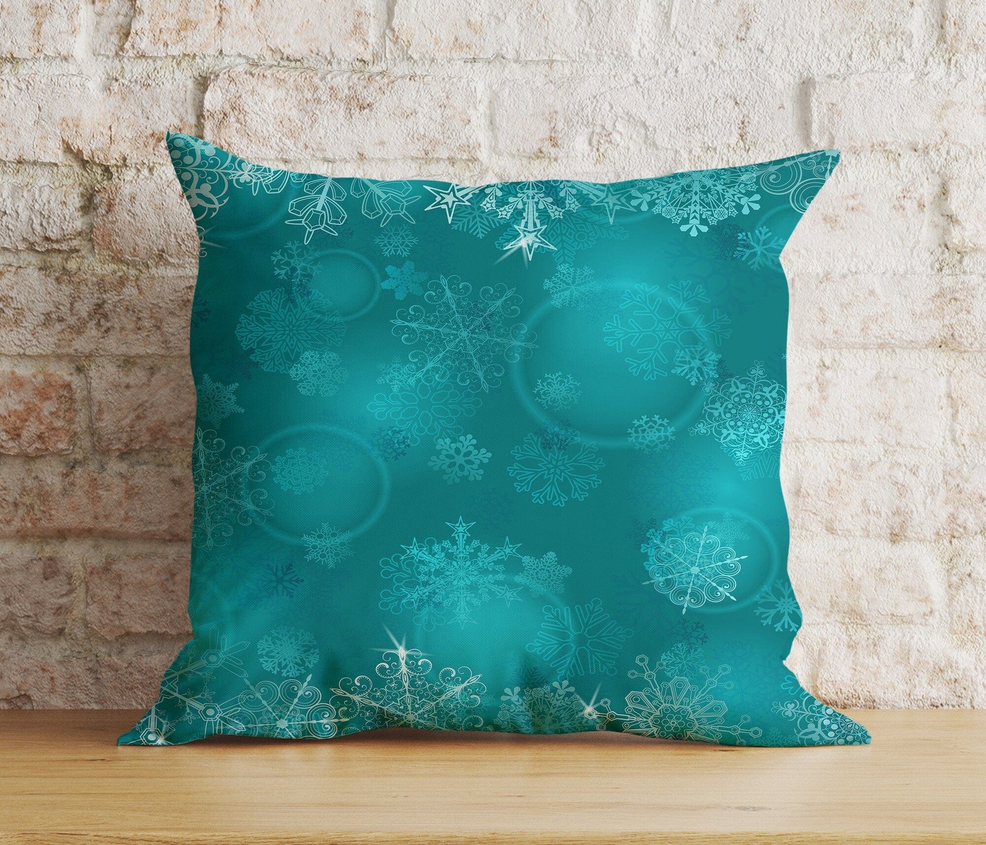 Onay 4 / 12 x 12 inch (30 x 30 cm) Double Side Vibrant Festive Christmas Green White Winter Cushion Cover