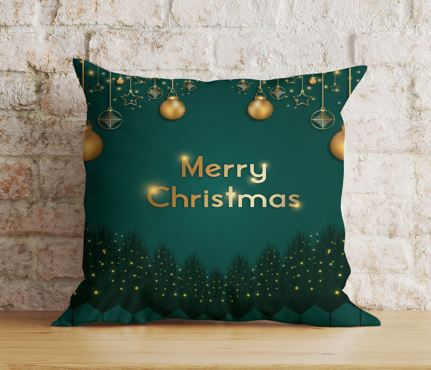 Onay 2 / 12 x 12 inch (30 x 30 cm) Double Side Vibrant Festive Christmas Green White Winter Cushion Cover
