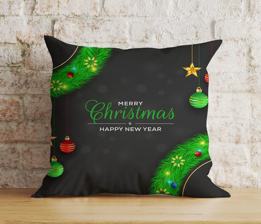 Onay 1 / 12 x 12 inch (30 x 30 cm) Double Side Vibrant Festive Christmas Green White Winter Cushion Cover