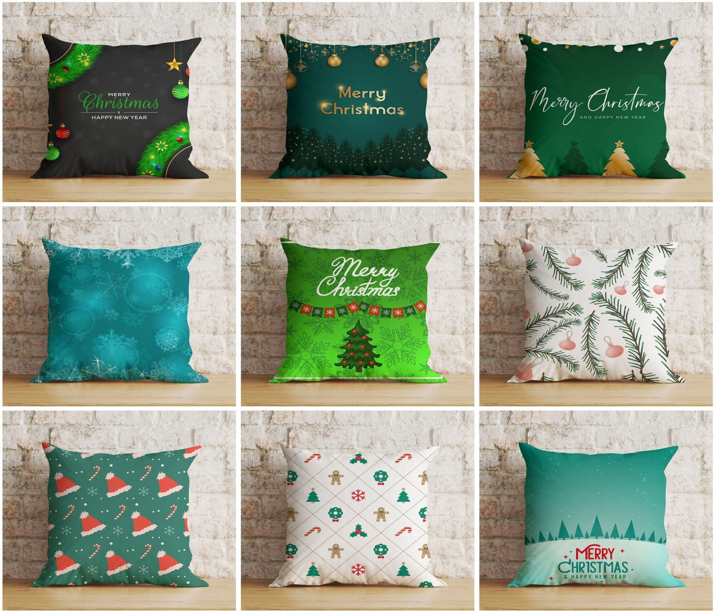 Onay Vibrant Festive Christmas Green White Winter Cushion Cover