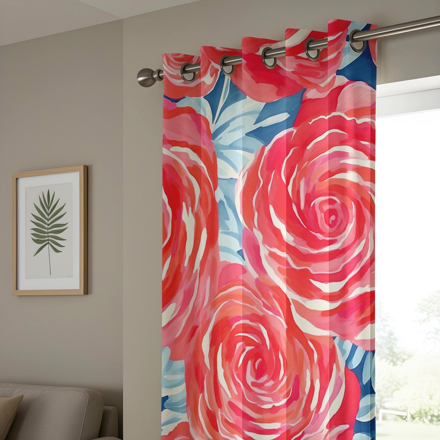 Onay Vibrant Rose Watercolor Curtains, Bold and Eye-Catching Floral Drapes