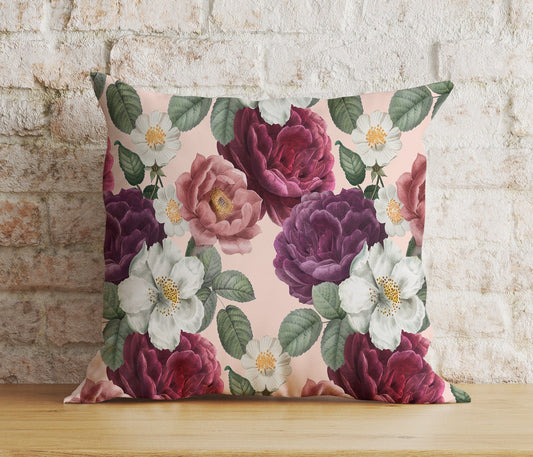 Onay 1 / 12 x 12 inch (30 x 30 cm) Vintage Floral Print Charming Soft Pink Cushion Covers