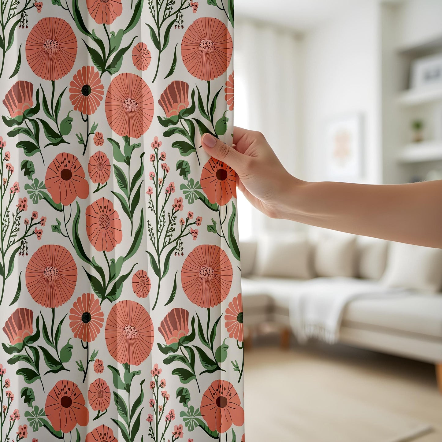 Onay Vintage Floral Window Curtains, Whimsical Botanical Print Drapes