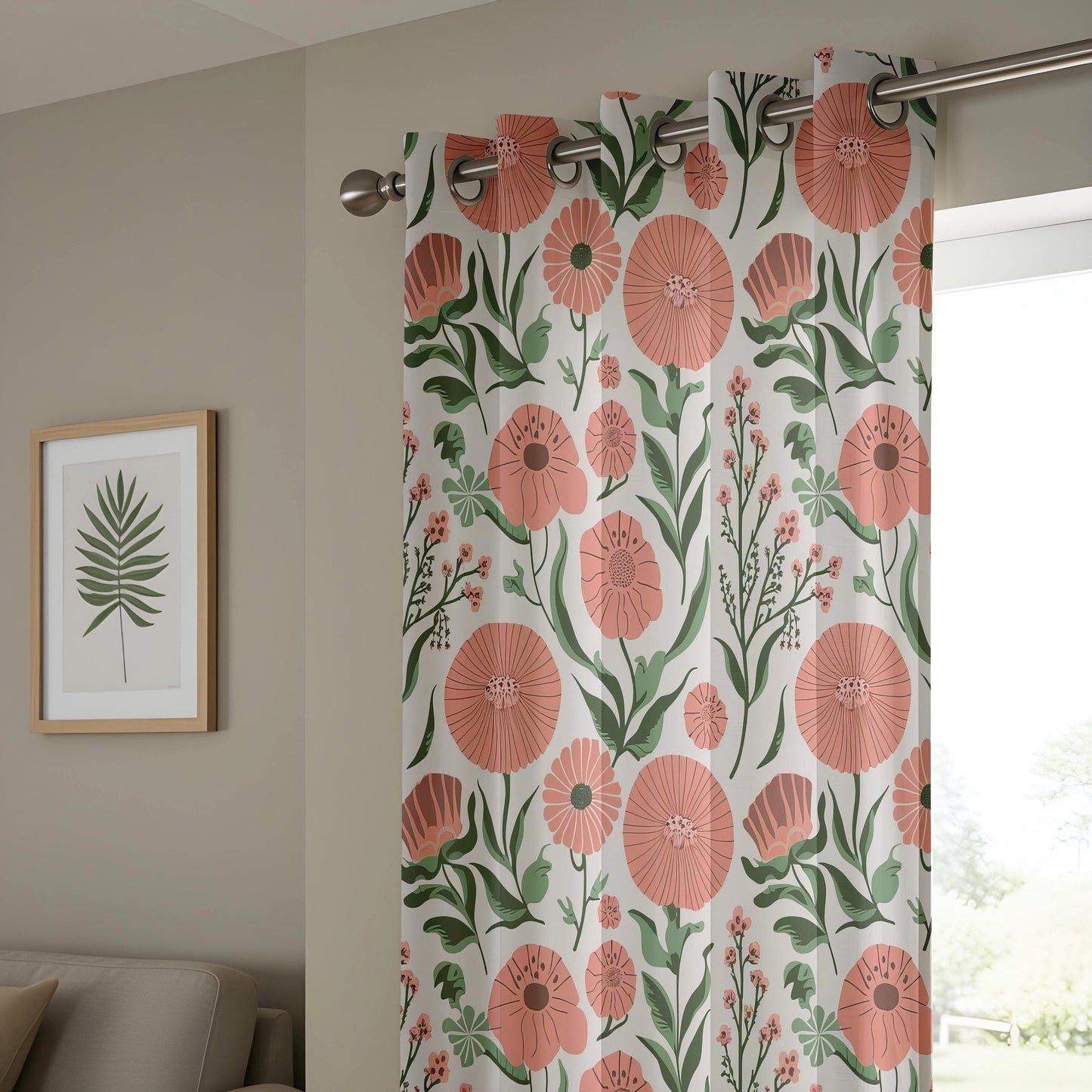 Onay Vintage Floral Window Curtains, Whimsical Botanical Print Drapes