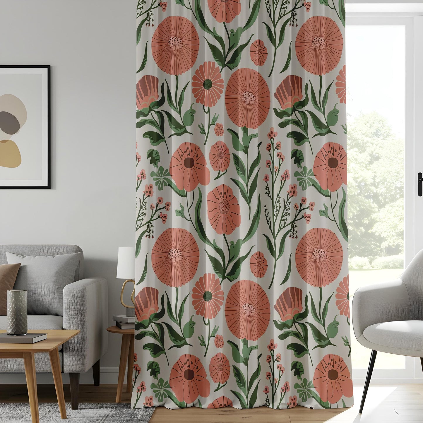 Onay Vintage Floral Window Curtains, Whimsical Botanical Print Drapes