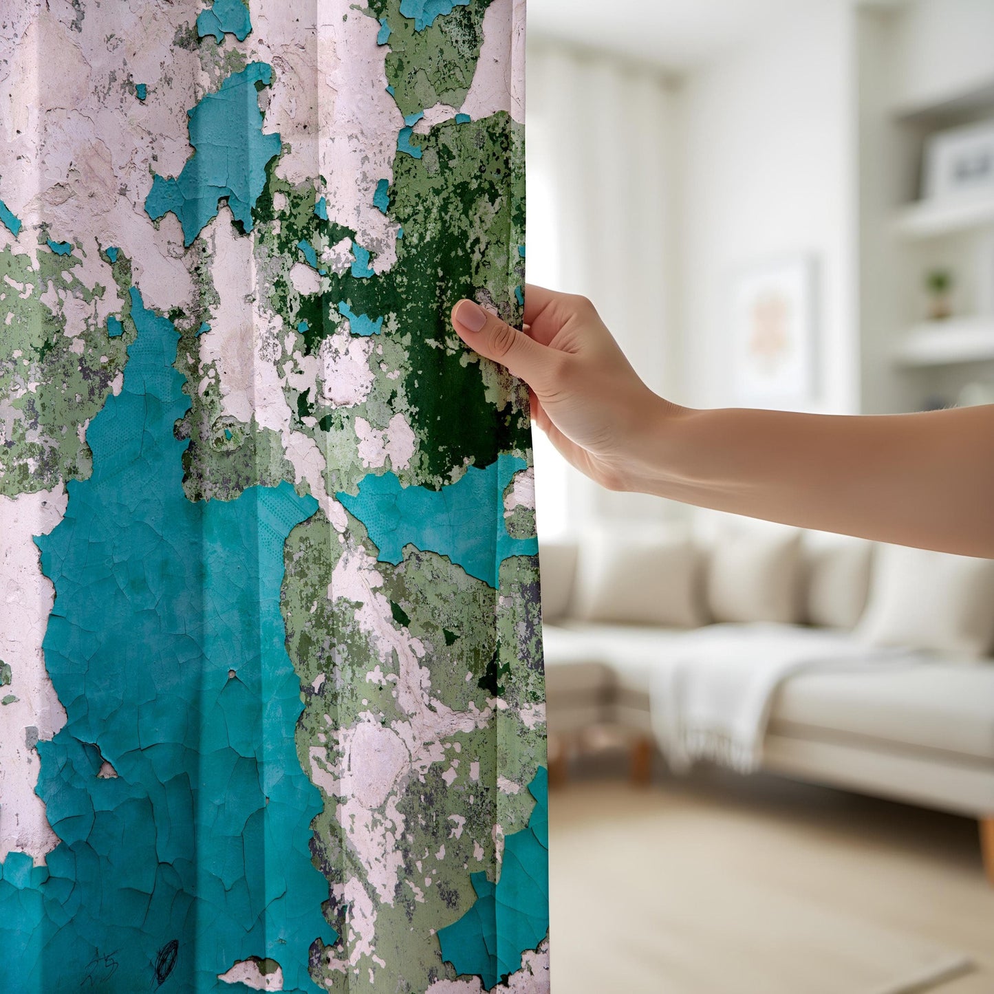 Onay Vintage Map Curtains – Distressed Blue & Green Drapes with Rustic World Map Design for Travel-Inspired
