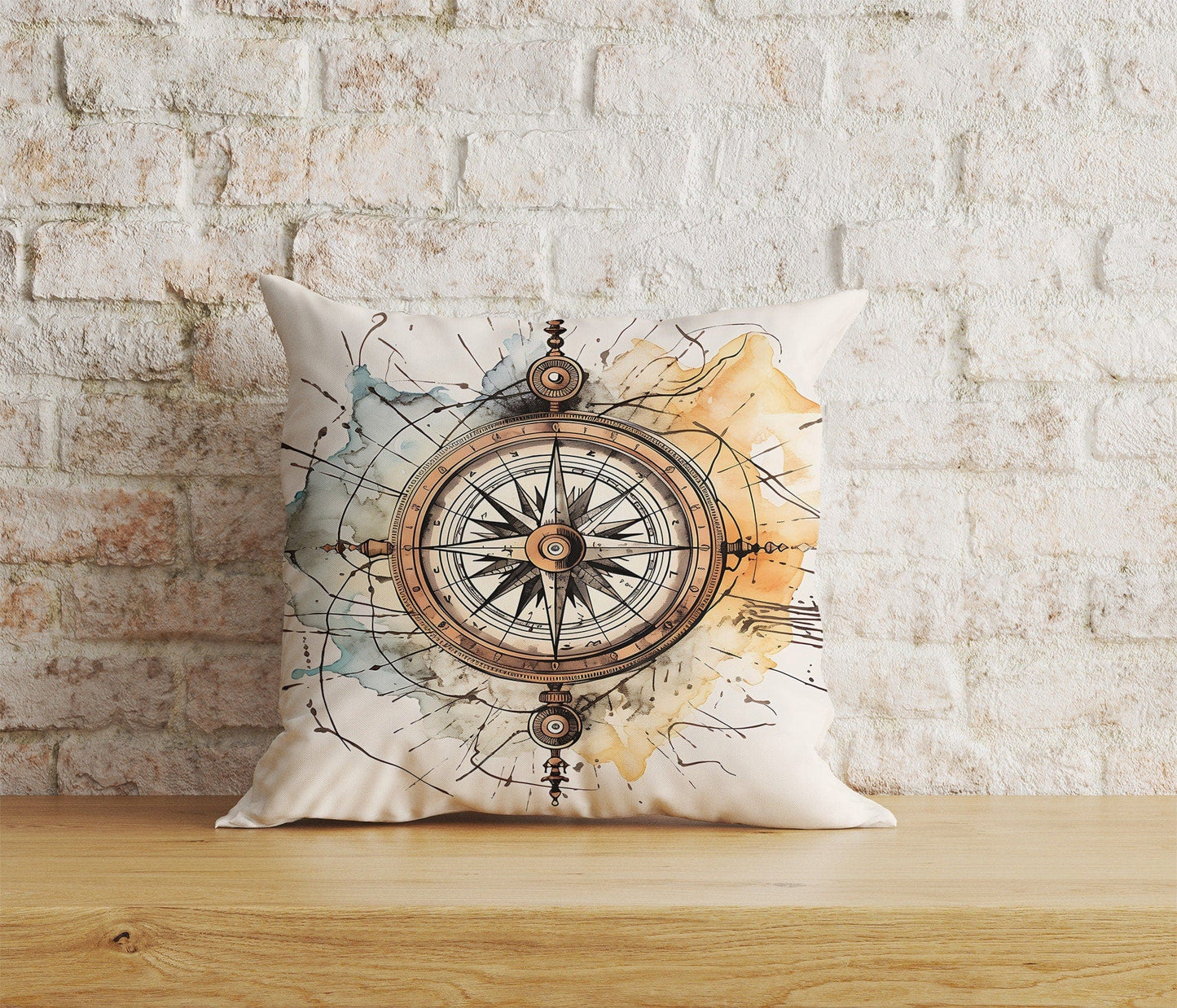 Onay 6 / 12 x 12 inch (30 x 30 cm) Vintage Maps Compass Ancient World Map Cushion Cover