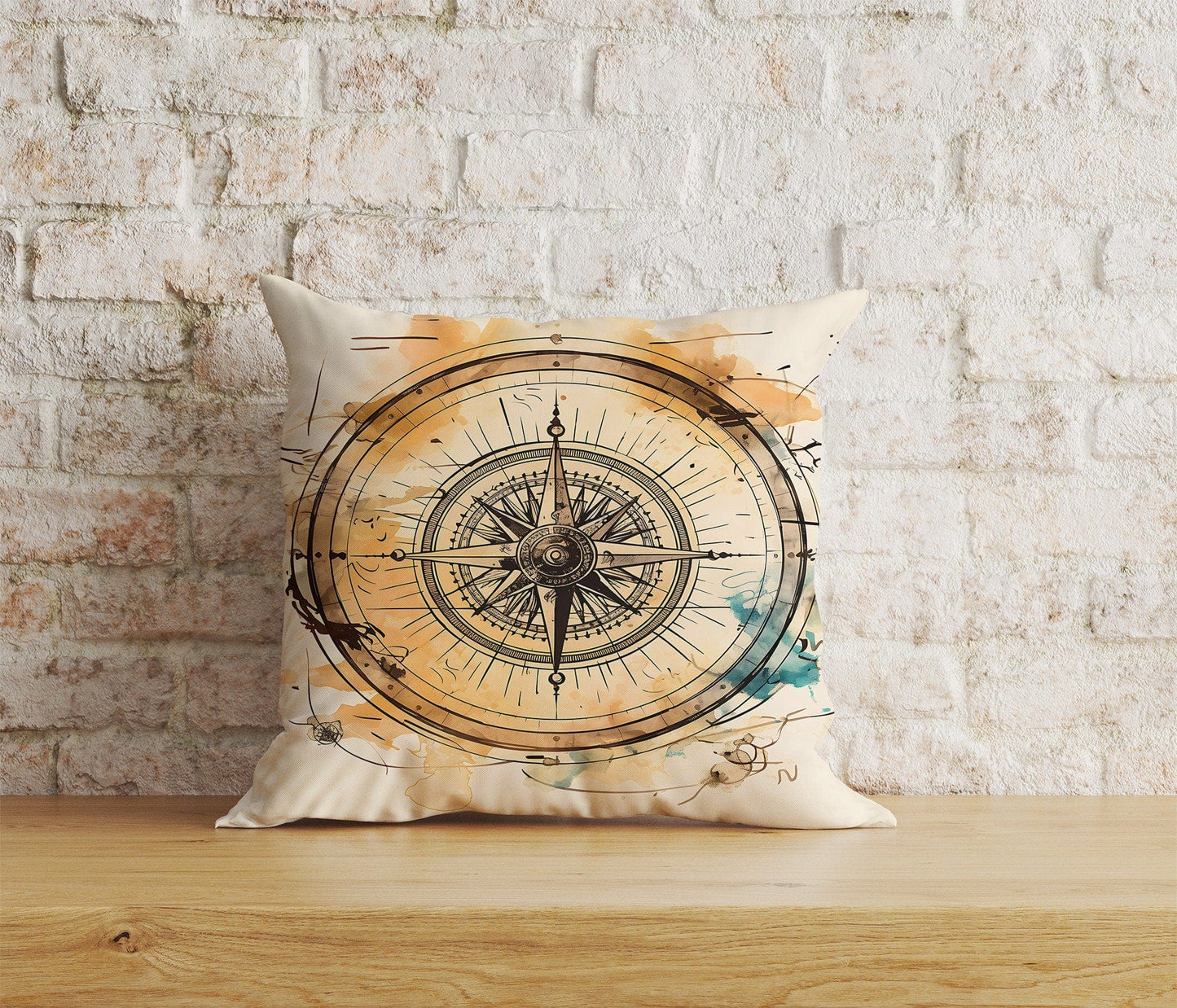 Onay 5 / 12 x 12 inch (30 x 30 cm) Vintage Maps Compass Ancient World Map Cushion Cover
