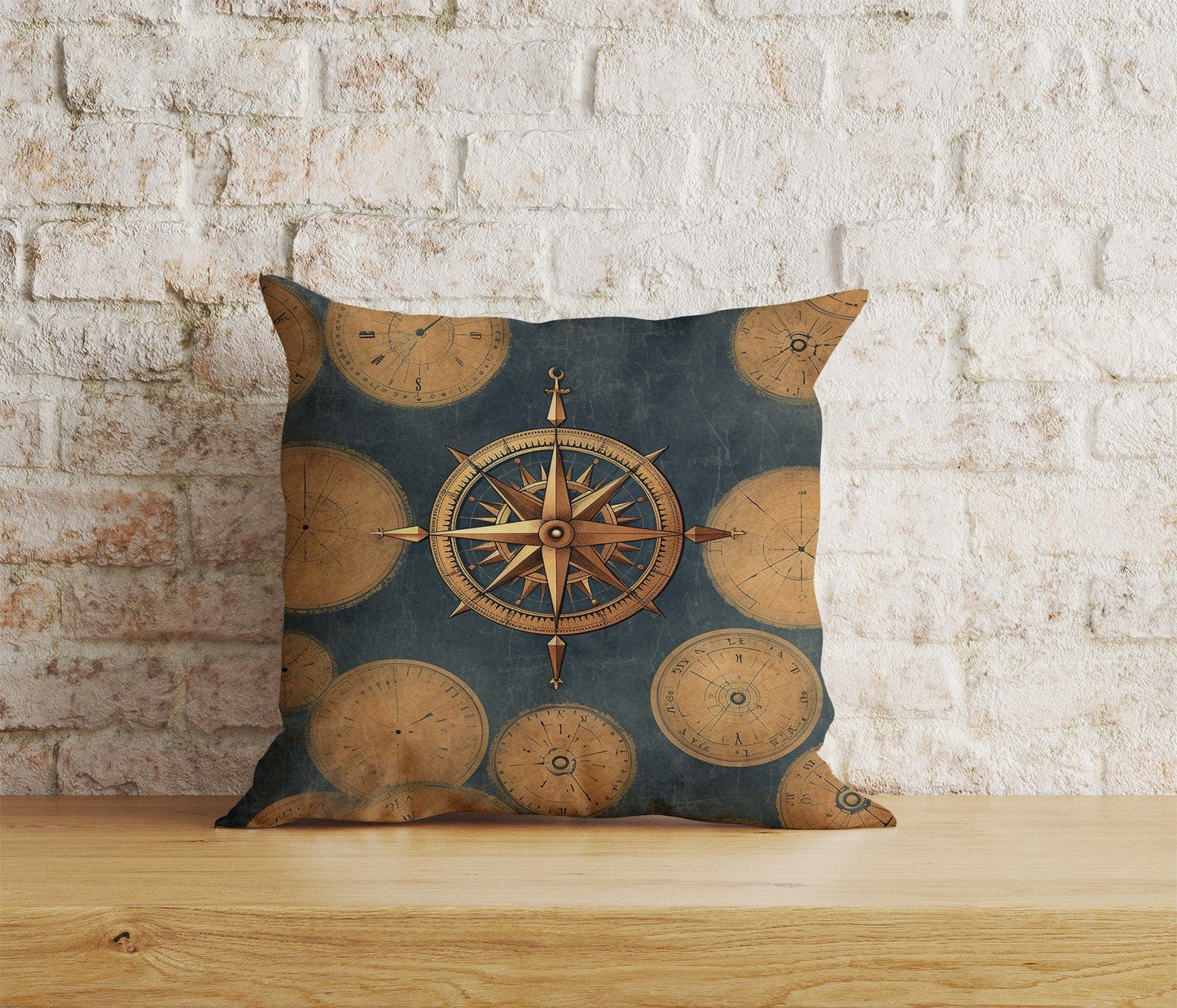 Onay 2 / 12 x 12 inch (30 x 30 cm) Vintage Maps Compass Ancient World Map Cushion Cover