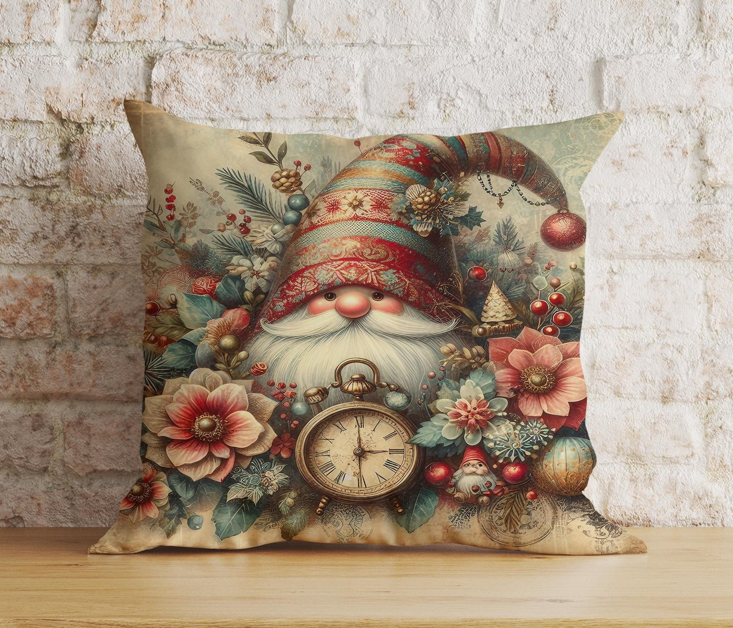 Onay 7 / 12 x 12 inch (30 x 30 cm) Double Side Vintage Nostalgic Santa Claus Christmas Festive Cushion Covers