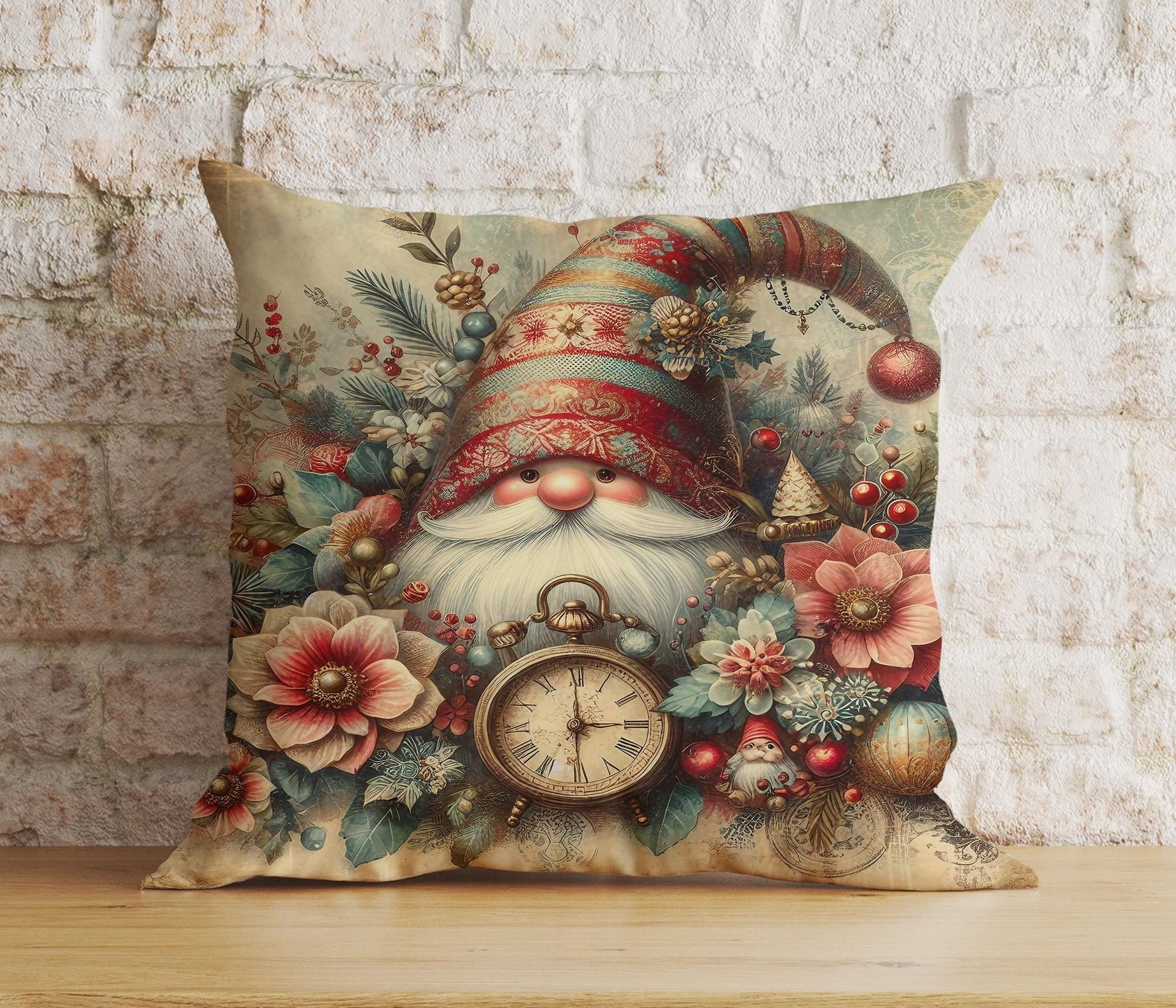 Onay 7 / 12 x 12 inch (30 x 30 cm) Double Side Vintage Nostalgic Santa Claus Christmas Festive Cushion Covers