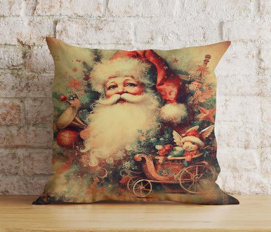 Onay 1 / 12 x 12 inch (30 x 30 cm) Double Side Vintage Nostalgic Santa Claus Christmas Festive Cushion Covers