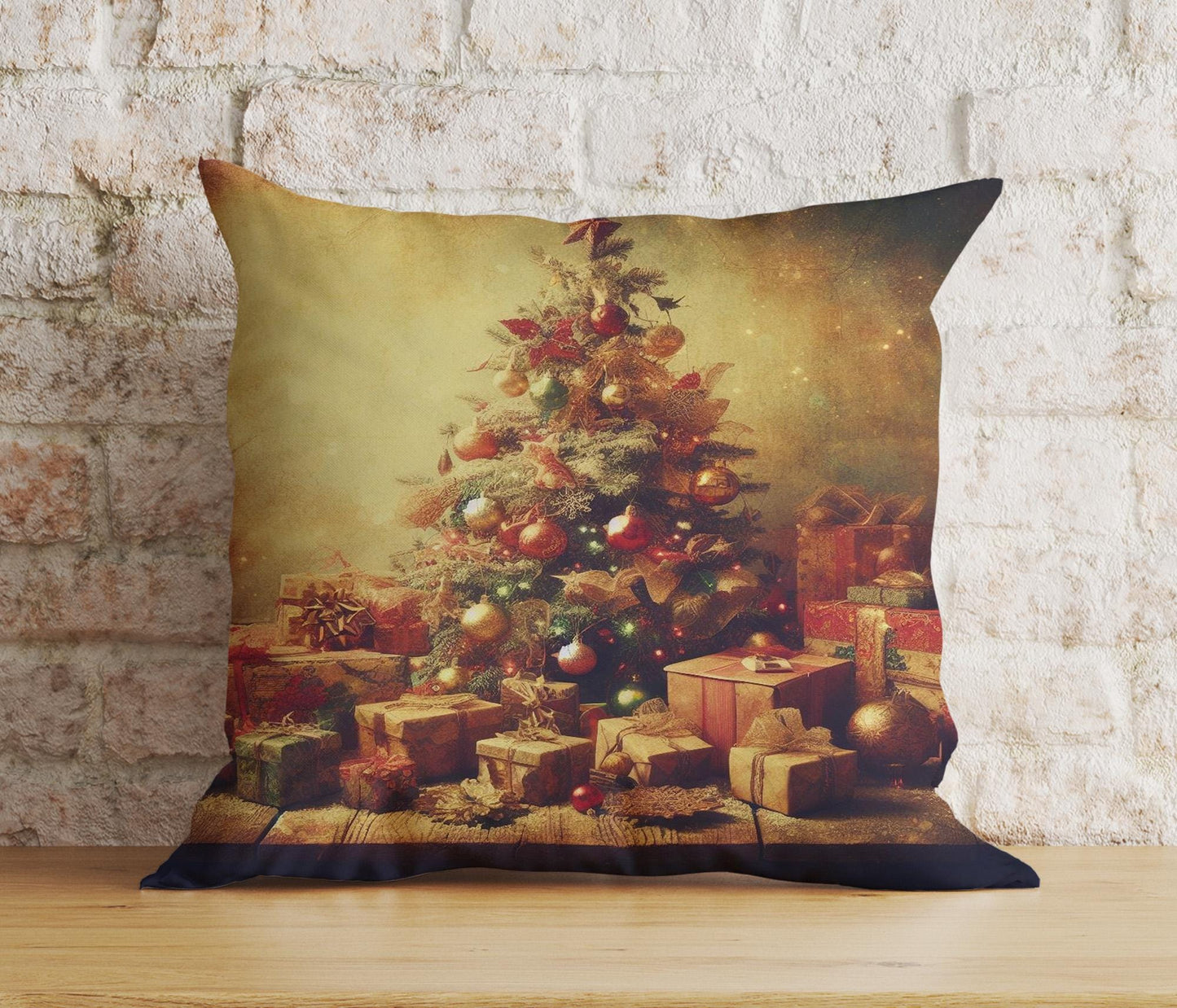 Onay 2 / 12 x 12 inch (30 x 30 cm) Double Side Vintage Xmas Tree Classic Nostalgic Xmas Cushion Covers
