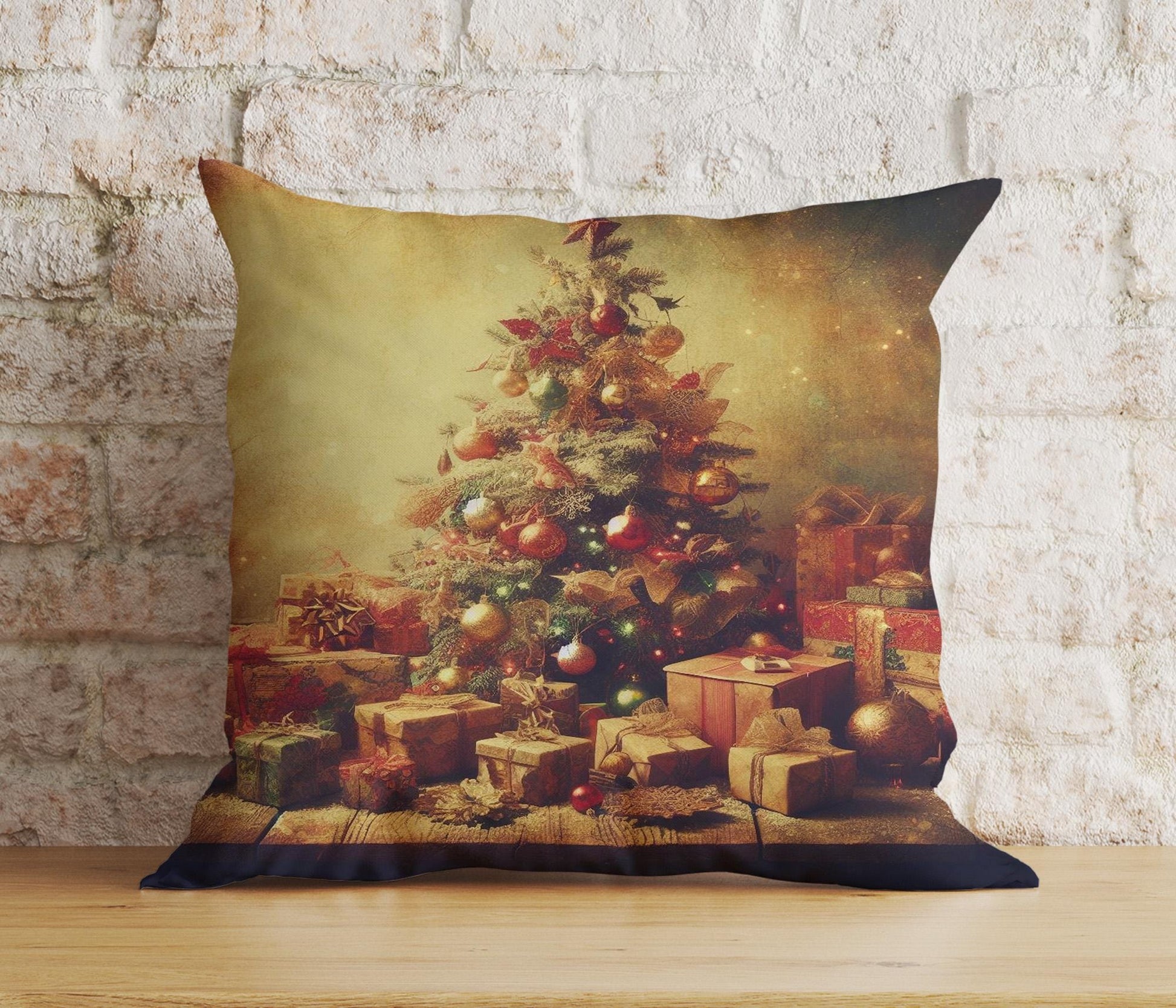 Onay 2 / 12 x 12 inch (30 x 30 cm) Double Side Vintage Xmas Tree Classic Nostalgic Xmas Cushion Covers