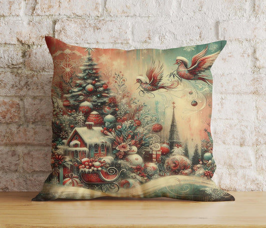 Onay 1 / 12 x 12 inch (30 x 30 cm) Double Side Vintage Xmas Tree Classic Nostalgic Xmas Cushion Covers