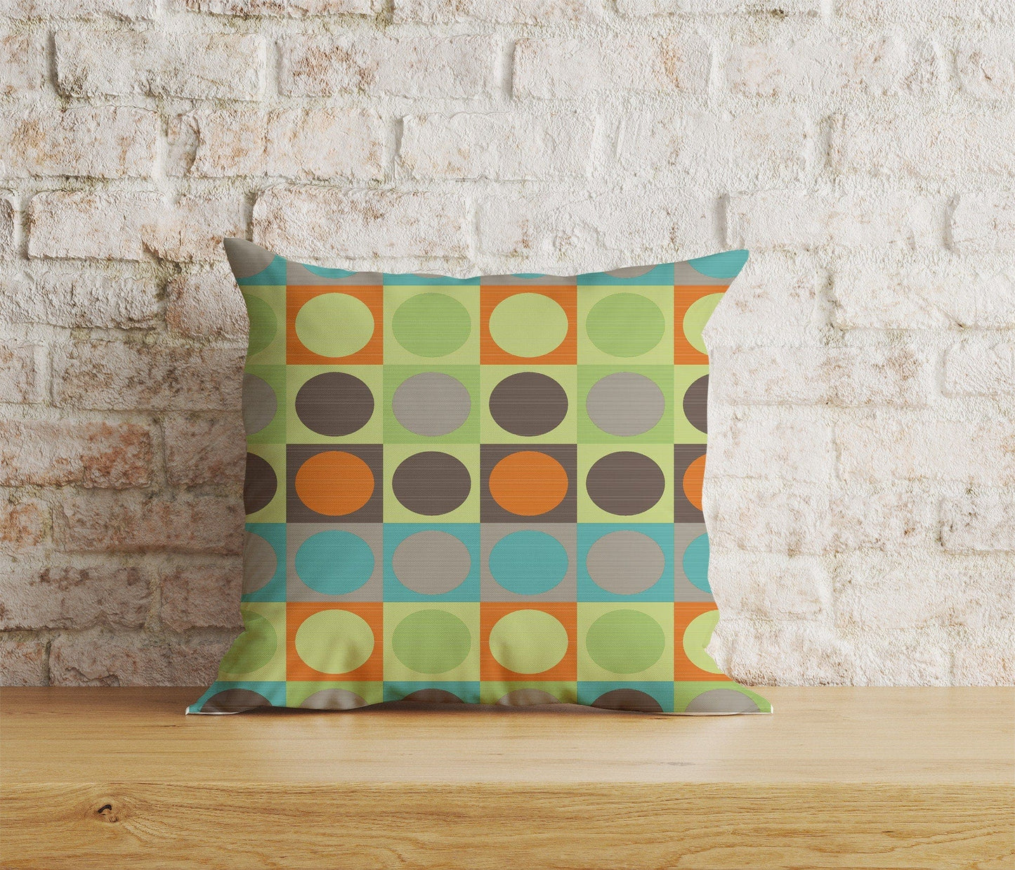 Onay 5 / 12 x 12 inch (30 x 30 cm) Vivid Color Retro Style Abstract Geometric Cushion Cover