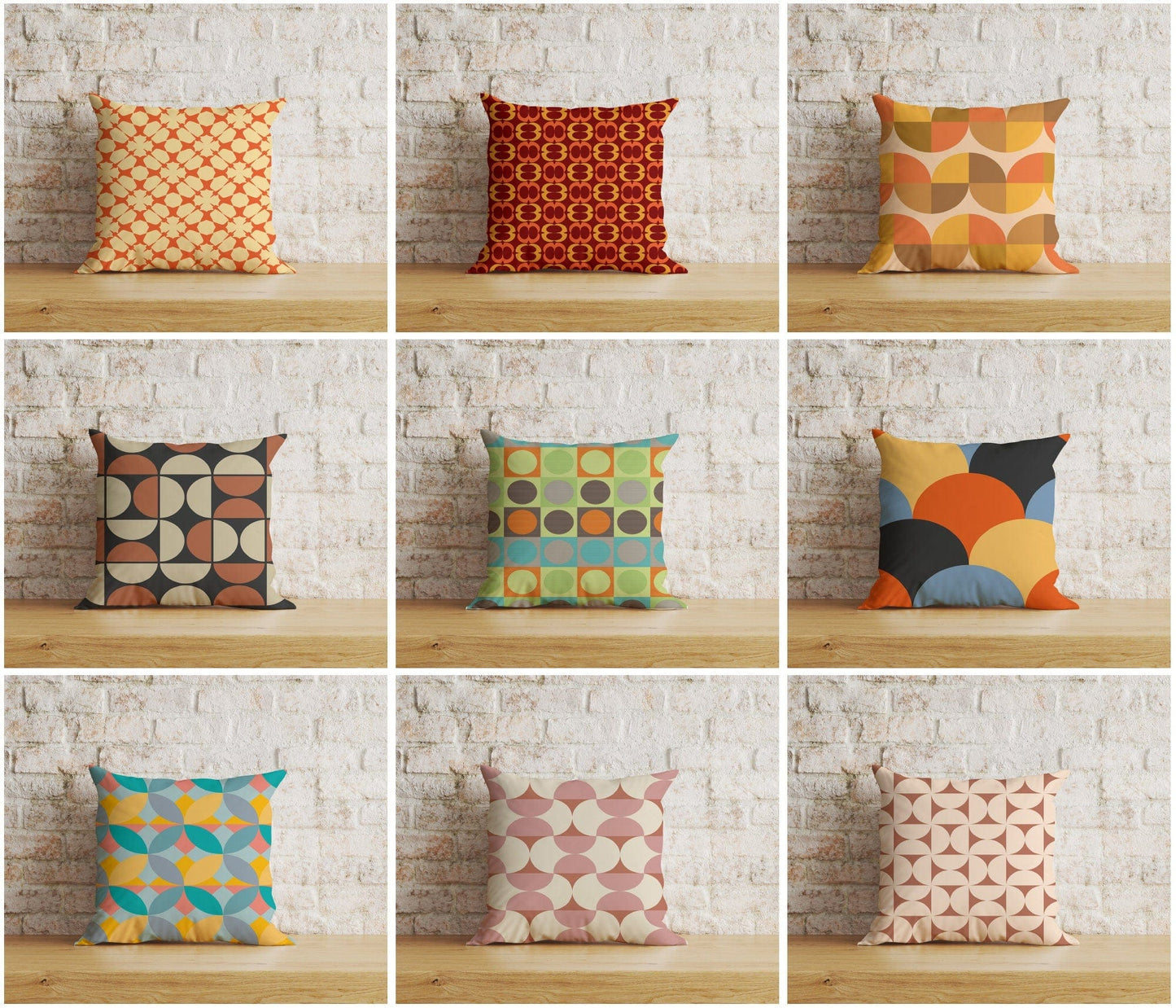 Onay Vivid Color Retro Style Abstract Geometric Cushion Cover