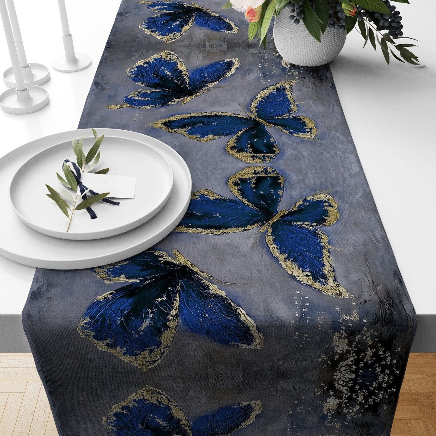 Onay 3 / 12 x 46 inch (30 x 120 cm) Vivid Colourful Retro Floral Dining Room Table Runner